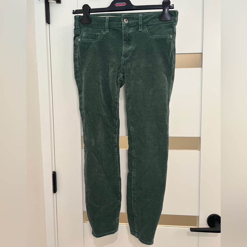 Pilcro & the Letterpress High Rise Skinny Ankle Cords Emerald Mossy Green 26 ank